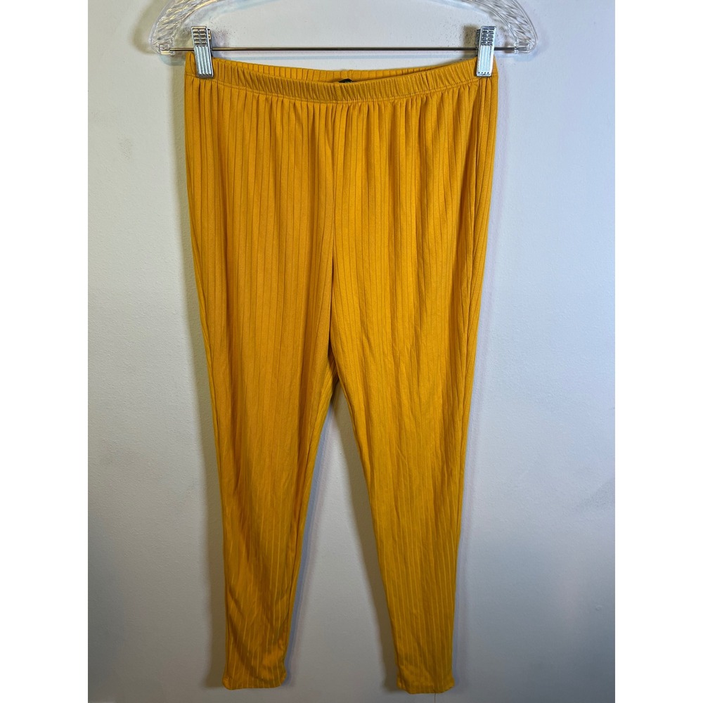 Say Anything Womens Leggings‎ Ribbed Knit Mustard Yellow XL